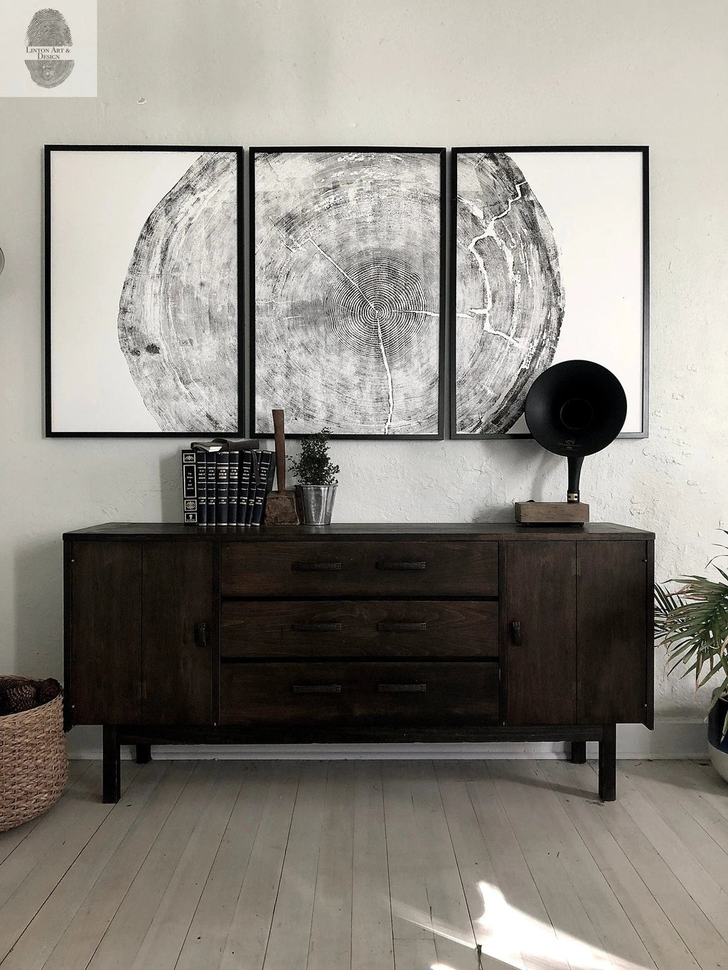 372-Year-Old Sitka Spruce Tree Ring Print Set • 3× 24×36″ Woodcut Art • Oregon Coast Nature Wall Art